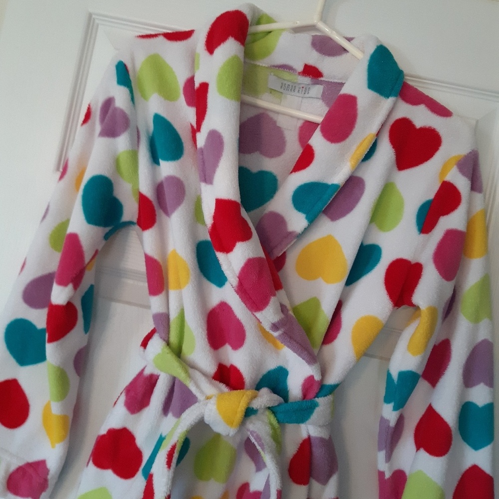 Fluffy Rainbow Hearts Robe